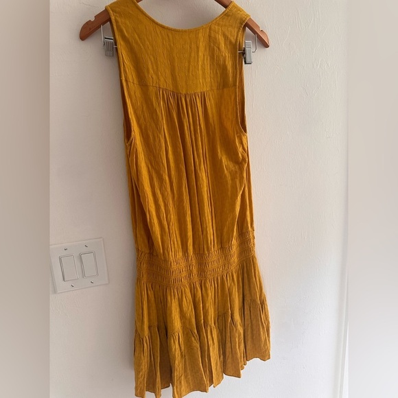 Ramy Brook Golden Yellow Textured Perry Mini Blouson Sleeveless Dress‎ Sz L - Picture 5 of 7